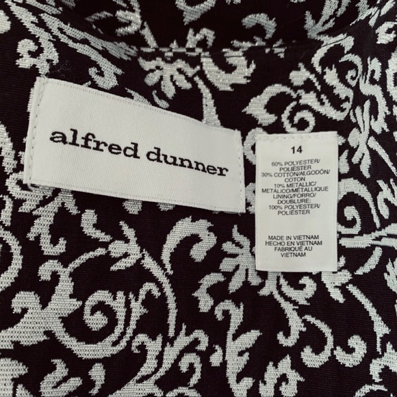 Alfred Dunner Blue Silver Brocade Vintage Padded Shoulder Suit Jacket - Picture 8 of 9